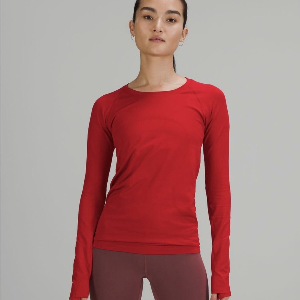 LULULEMON Swiftly Tech LUNAR NEW YEAR Long Sleeve Top 2.0 Dark Red Size 8